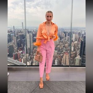 Zara bubblegum pink high waisted trousers 🌸